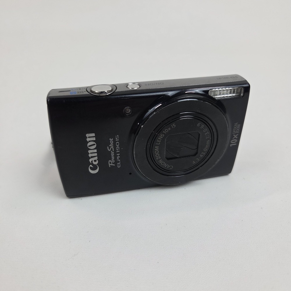 Canon Powershot ELPH 190 IS 10x Digital Camera Black Broken Cracked Display